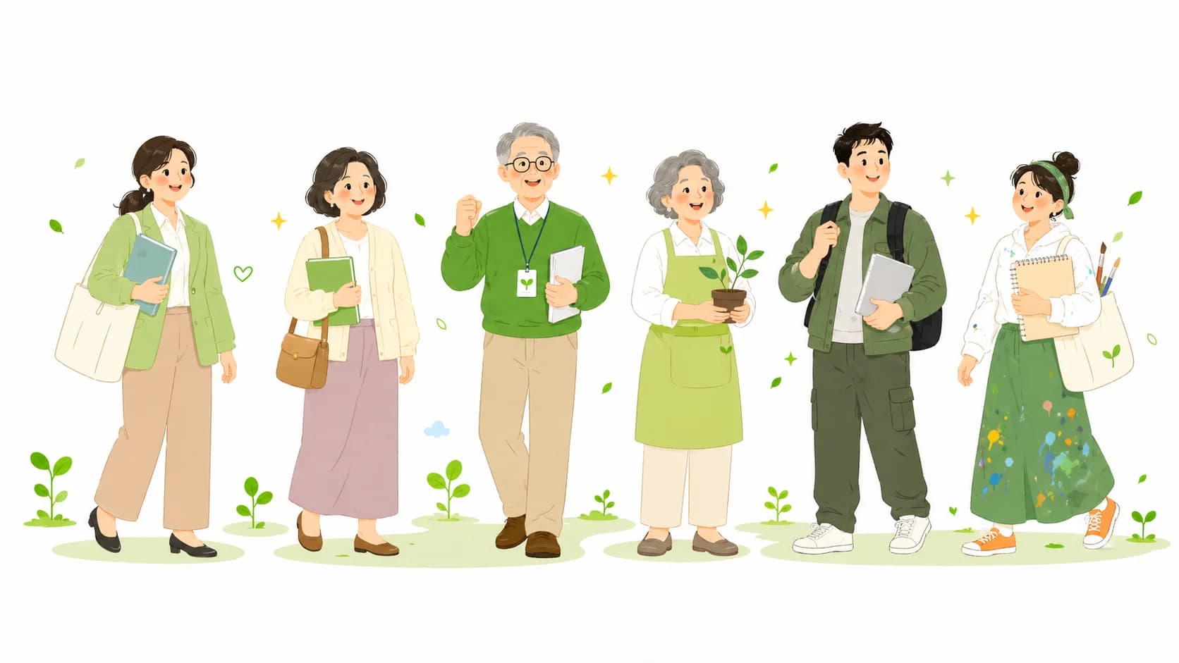 다양한 연령과 배경의 사용자 페르소나 일러스트